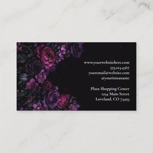 Dark Floral Gothic Alternative Florist 名刺 (裏面)
