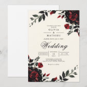 Dark Floral Gothic Romance Wedding 招待状 (正面/裏面)