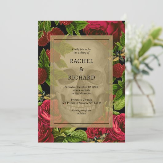 Dark Floral Gothic Wedding 招待状 (スタンド正面)