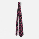Dark Floral Pink Rose Pattern ネクタイ (裏面)