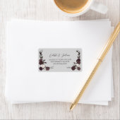 Dark Floral Skull Gothic Wedding Return Address ラベル (インサイチュ)