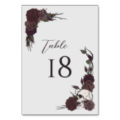 Dark Floral Skull Gothic Wedding Table Number Card テーブルナンバー (正面)
