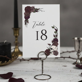 Dark Floral Skull Gothic Wedding Table Number Card テーブルナンバー