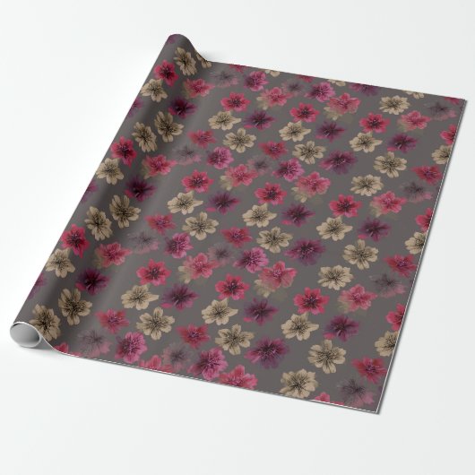 Dark Floral Spring Wrapping Paper ラッピングペーパー (アンロールド)