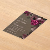 Dark Floral Transparent Wedding Acrylic Invitation アクリル招待状 (レイダウン)