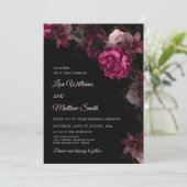 Dark Floral Transparent Wedding Acrylic Invitation 招待状 (スタンド正面)