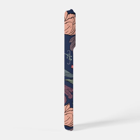 Dark Floral Tulip Pattern Phone Case iPhoneケース (右側面)