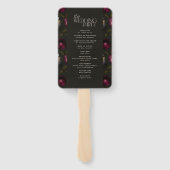 Dark Floral Wedding Program Elegant Burgundy ハンドファン (裏面)