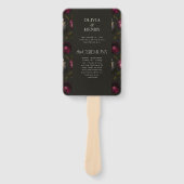 Dark Floral Wedding Program Elegant Burgundy ハンドファン (正面)