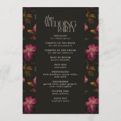 Dark Floral Wedding Program Elegant Burgundy プログラム (裏面)