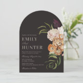 Dark Florals Arch Photo Wedding Invitation 招待状 (スタンド正面)