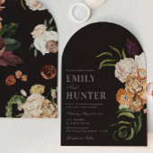 Dark Florals Arch Photo Wedding Invitation 招待状