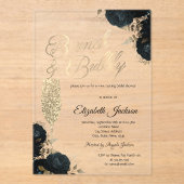 Dark Flowers Champagne Glass Green アクリル招待状 (正面)