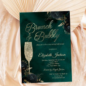 Dark Flowers Champagne Glass Green 招待状