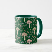 Dark Forest Emerald Fungi Seamless Pattern Moody マグカップ (正面右)