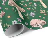 Dark Forest Emerald Fungi Seamless Pattern Moody ラッピングペーパー (ロールコーナー)