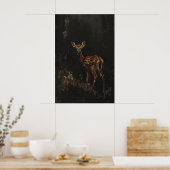 Dark Forest Fawn Baby Deer Art Printable, Woodland ポスター (キッチン)