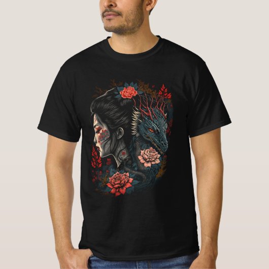 Dark Geisha & The Dragon – シャドウの開花 Tシャツ (正面)
