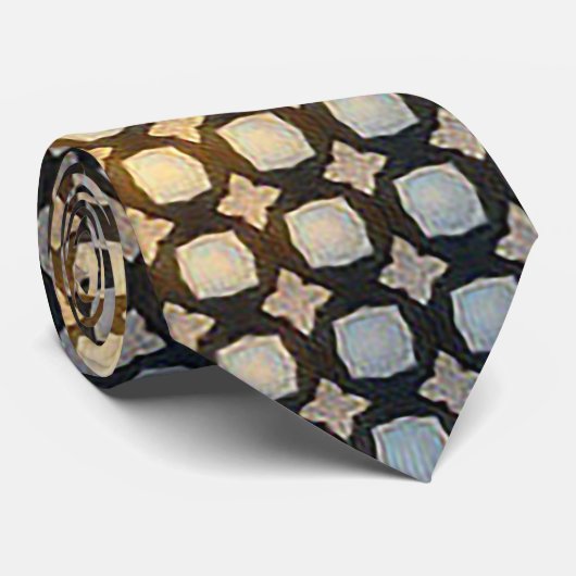 Dark Geometric Grid Abstract Pattern Design 1300 ネクタイ (ロール)