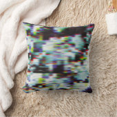 Dark glitch background, illustration. Black, blue, クッション (ブランケット)