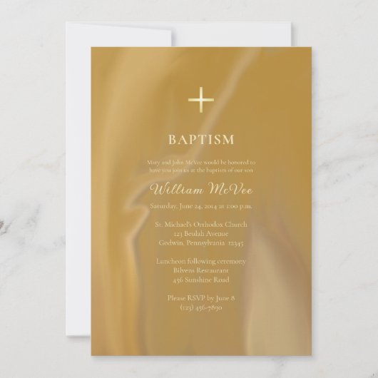 Dark Gold and Texture Orthodox Baptism 招待状 (正面)