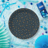 Dark Gold Starry Night Holiday Pattern Plates ペーパープレート (パーティー)