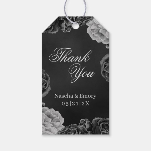 Dark Gothicフローラ水彩色結婚お礼 ギフトタグ (正面)