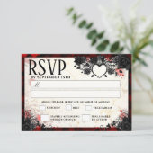 Dark Gothic 3.5 x 5 Halloweenメニュ結婚ーRSVP 出欠カード (スタンド正面)