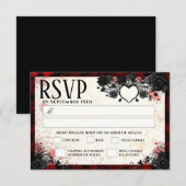 Dark Gothic 3.5 x 5 Halloweenメニュ結婚ーRSVP 出欠カード (正面/裏面)