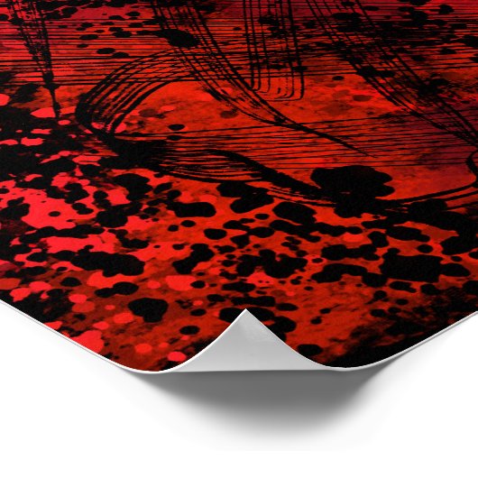 Dark Gothic Abstract Wall Art Red and Black Poster ポスター (角)