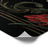 Dark Gothic Art with Skull, Roses, and Custom Text ポスター (角)
