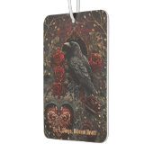 Dark Gothic Beauty Red Roses Black Crow Raven Bird カーエアーフレッシュナー (左)