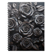 Dark Gothic Boho Black Roses Floral ノートブック (正面)