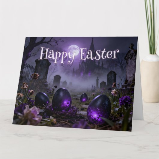 Dark Gothic Easter Scene with Glowing Eggs カード (正面)