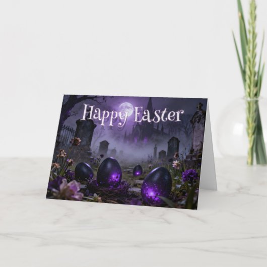 Dark Gothic Easter Scene with Glowing Eggs カード (正面)
