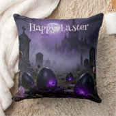 Dark Gothic Easter Scene with Glowing Eggs クッション (ブランケット)