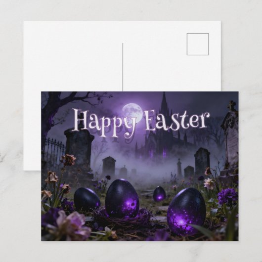 Dark Gothic Easter Scene with Glowing Eggs ポストカード (正面/裏面)
