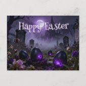 Dark Gothic Easter Scene with Glowing Eggs ポストカード (正面)