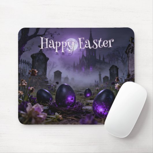Dark Gothic Easter Scene with Glowing Eggs マウスパッド (マウス)
