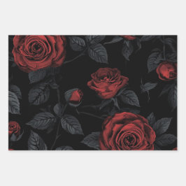 Dark Gothic Floral Decoupage Paper – Romantic Rose ラッピングペーパーシート