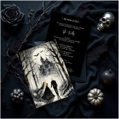 Dark Gothic Forest Wedding Couple Haunted Castle 招待状