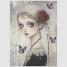 Dark Gothic Grunge Girl Decoupage 薄葉紙