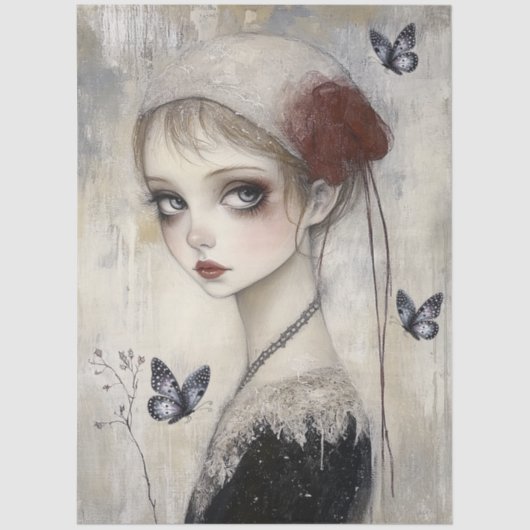 Dark Gothic Grunge Girl Decoupage 薄葉紙 (正面)