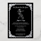 Dark Gothic Halloween skeleton wedding foil 箔招待状 (正面)