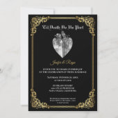 Dark Gothic Halloween skeleton wedding Invitation 招待状 (正面)