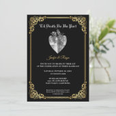 Dark Gothic Halloween skeleton wedding Invitation 招待状 (スタンド正面)