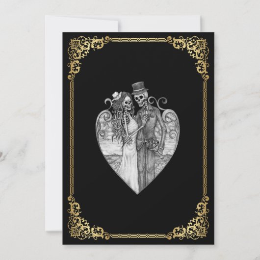 Dark Gothic Halloween skeleton wedding Invitation 招待状 (裏面)