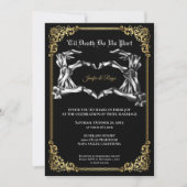 Dark Gothic Halloween skeleton wedding Invitation 招待状 (正面)