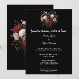 Dark Gothic Halloween wedding invitation 招待状