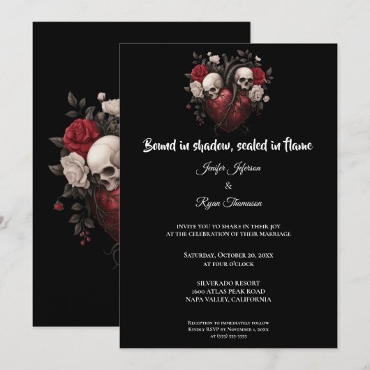 Dark Gothic Halloween wedding invitation 招待状 (正面/裏面)